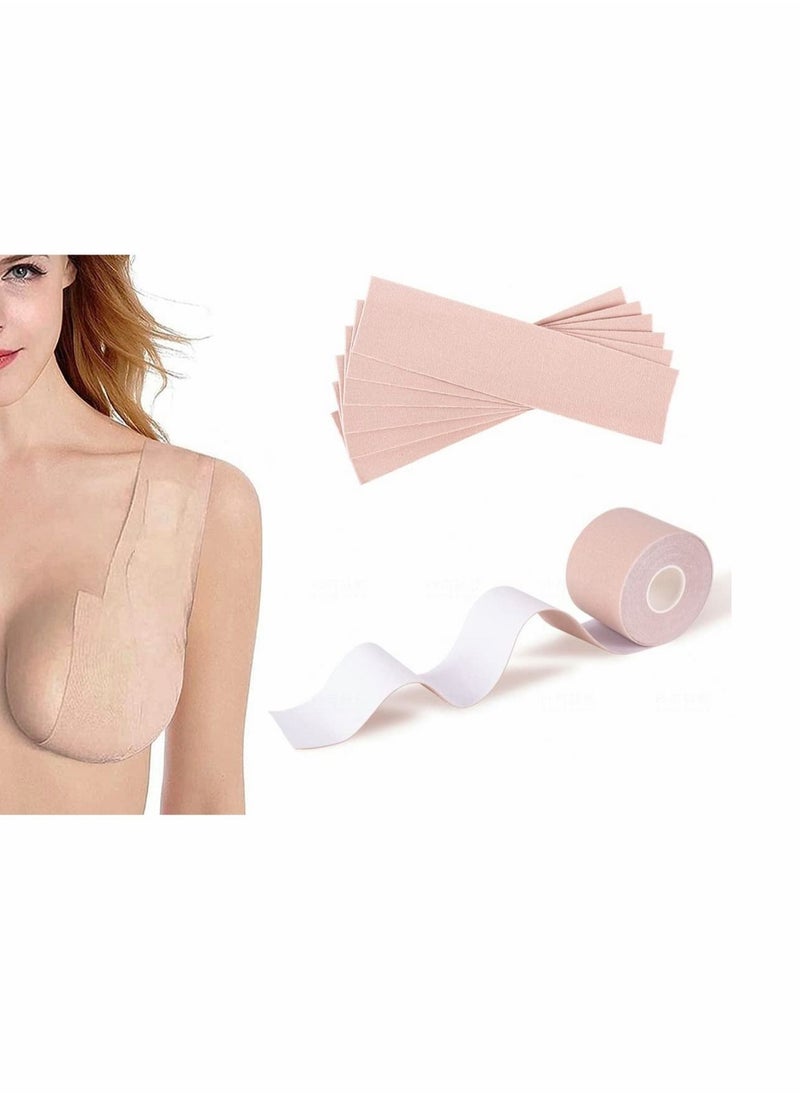 Excefore - 5M*5CM Lift Tape for A-E Cup Large , Athletic Tape Athletic Body Tape for Lift & Push up Chest Support Invisible Adhesive Bra Alternative (Beige) - Image 1