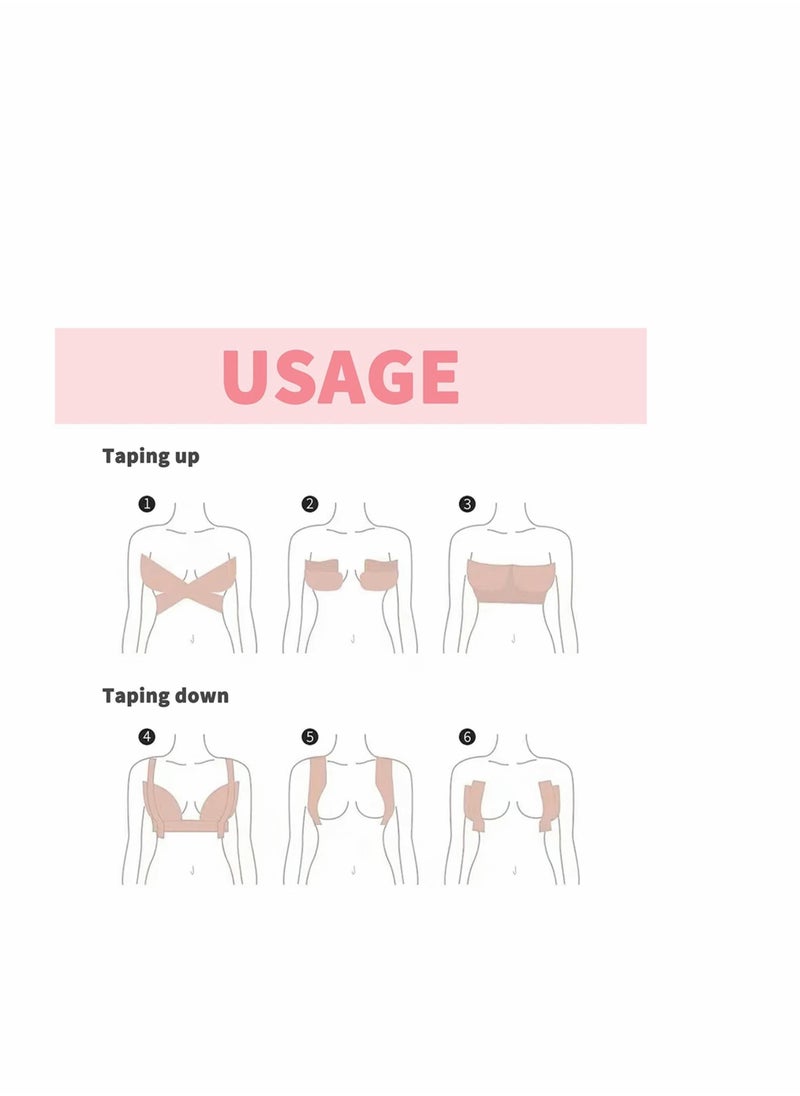 Excefore - 5M*5CM Lift Tape for A-E Cup Large , Athletic Tape Athletic Body Tape for Lift & Push up Chest Support Invisible Adhesive Bra Alternative (Beige) - Image 1