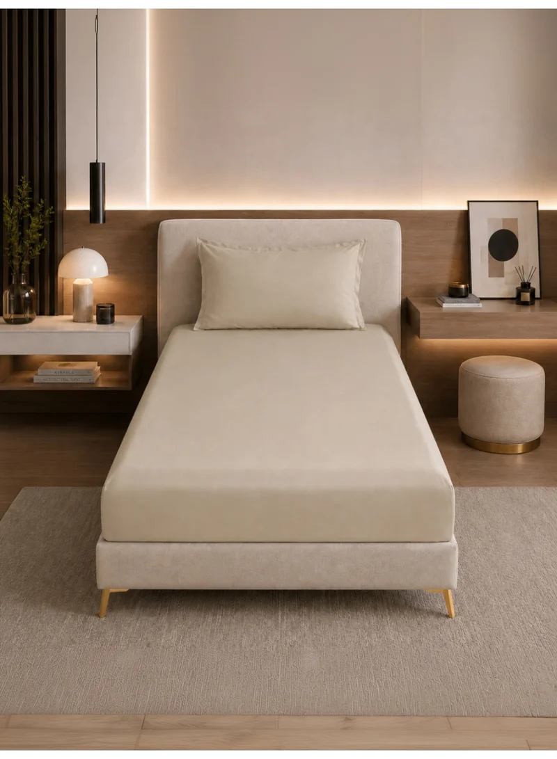 Donetella Bedding Fitted Sheet - Fits 120x200 Cm Bed For Twin Bed 2 Pcs (1 Fitted Sheet and 1 Pillowcase) - 30 Cm Deep Pocket - Solid Bed Sheet