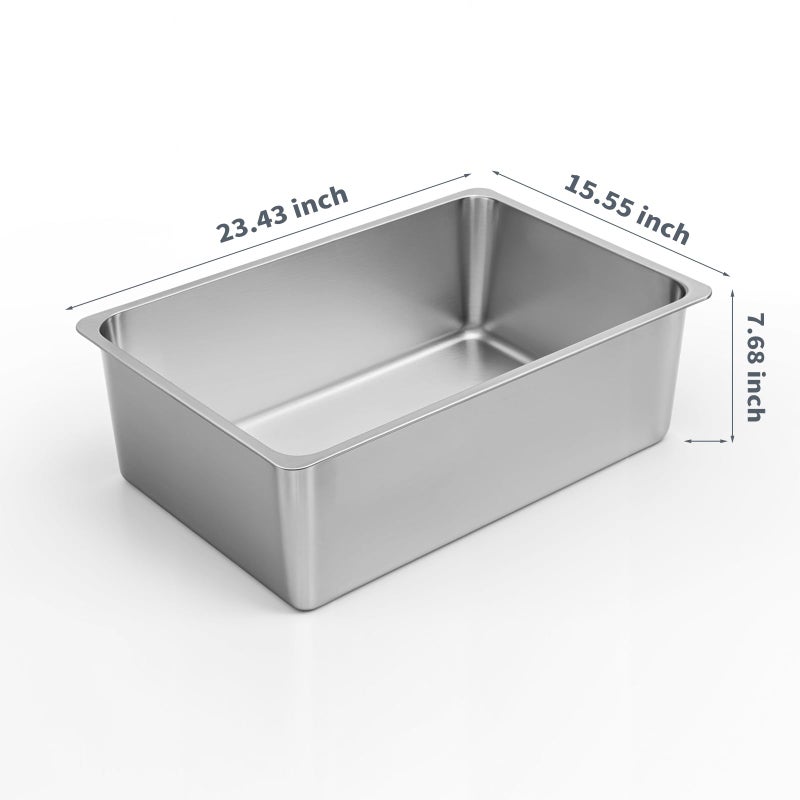 Kirecoo Stainless Steel Cat Litter Box XXL- Metal High Sided Cat Pan, Large Stainless Steel Box, Indoor Litter Tray, Non Stick, No Smell, Easy to Clean, Pet Toilet Supplies for Kitten, Kitty, Rabbit - Image 2