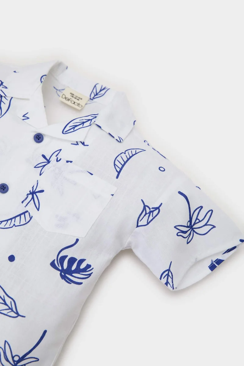 ديفاكتو Baby Boy Tropical Patterned Flam Poplin Shirt