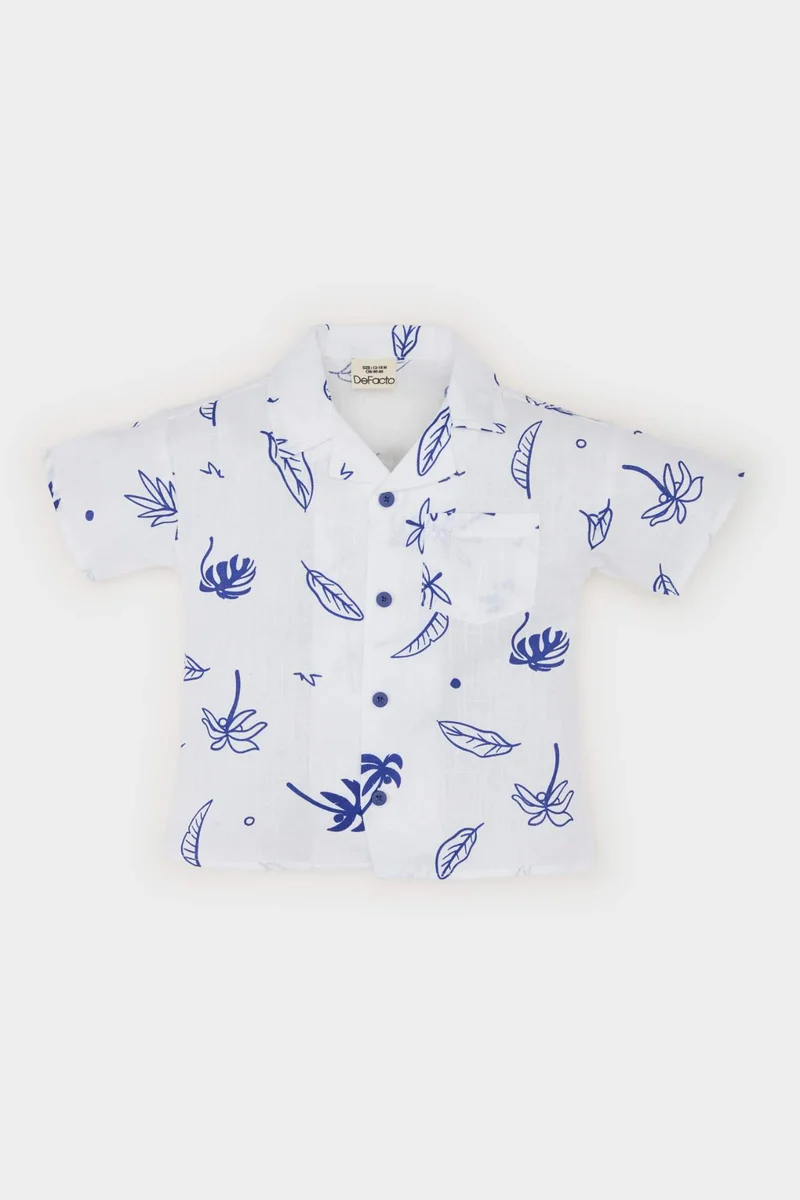 ديفاكتو Baby Boy Tropical Patterned Flam Poplin Shirt