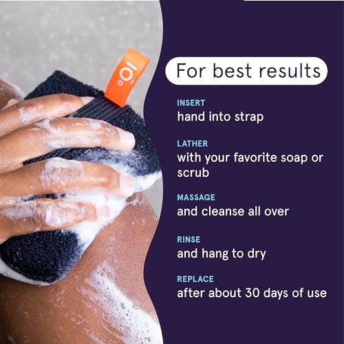 Cleanlogic Detoxify Purifying Charcoal Infused Exfoliating Body Scrubber, Reusable Exfoliator Tool for Smooth and Softer Skin, Daily Skincare Routine, 3 Count Value Pack - Image 4