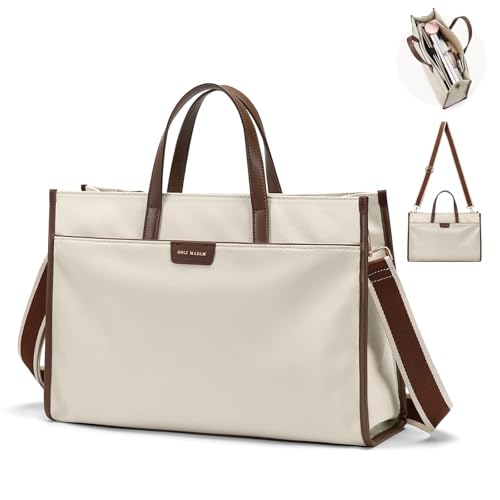 GOLF QUALITY Laptop Tote Bag for Women 15.6" Laptop Messenger Shoulder Bags for Women Business Office Work Bag Briefcase, Apricot - Image 1