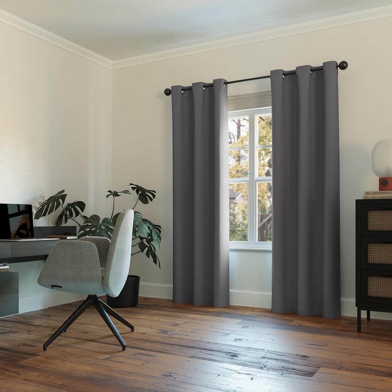 Sun Zero Easton Energy Saving Blackout Grommet Curtain Panel, 40" x 84", Charcoal - Image 4