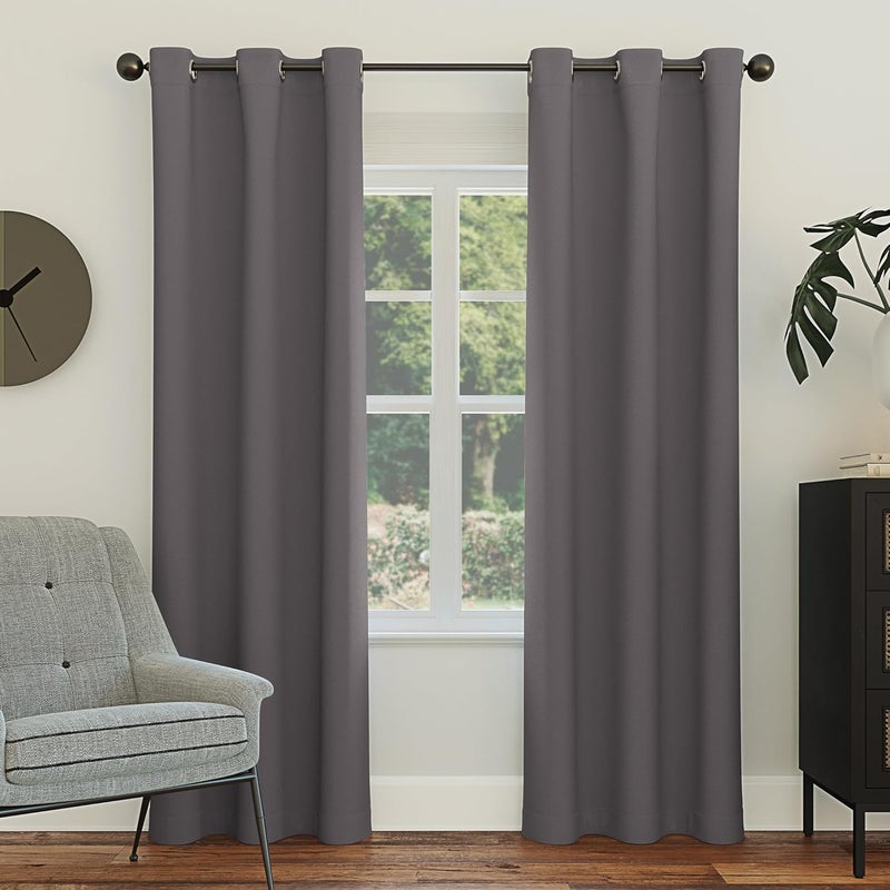 Sun Zero Easton Energy Saving Blackout Grommet Curtain Panel, 40" x 84", Charcoal - Image 1