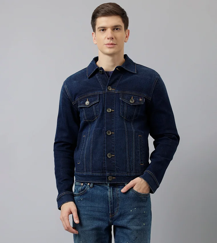 Washed Long Sleeves Denim Jacket
