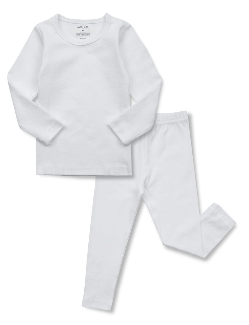 AVAUMA Baby Boys Girls Pajama Set Kids Toddler Snug fit Basic Cotton Sleepwear pjs for Daily (Ivory-2 JS) - Image 1