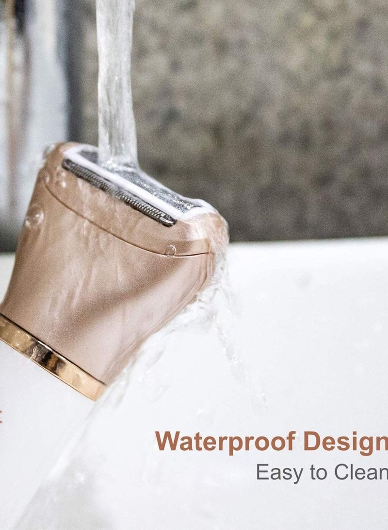 كيلا ماكينة حلاقة كهربائية للنساء، ماكينة حلاقة كهربائية محمولة ومقاومة للماء، للاستخدام الجاف والرطب، ماكينة حلاقة غير مؤلمة 2 في 1 مع إمكانية إعادة الشحن عبر منفذ USB لمنطقة البكيني والساقين والإبطين (ذهبي وردي) - Image 4