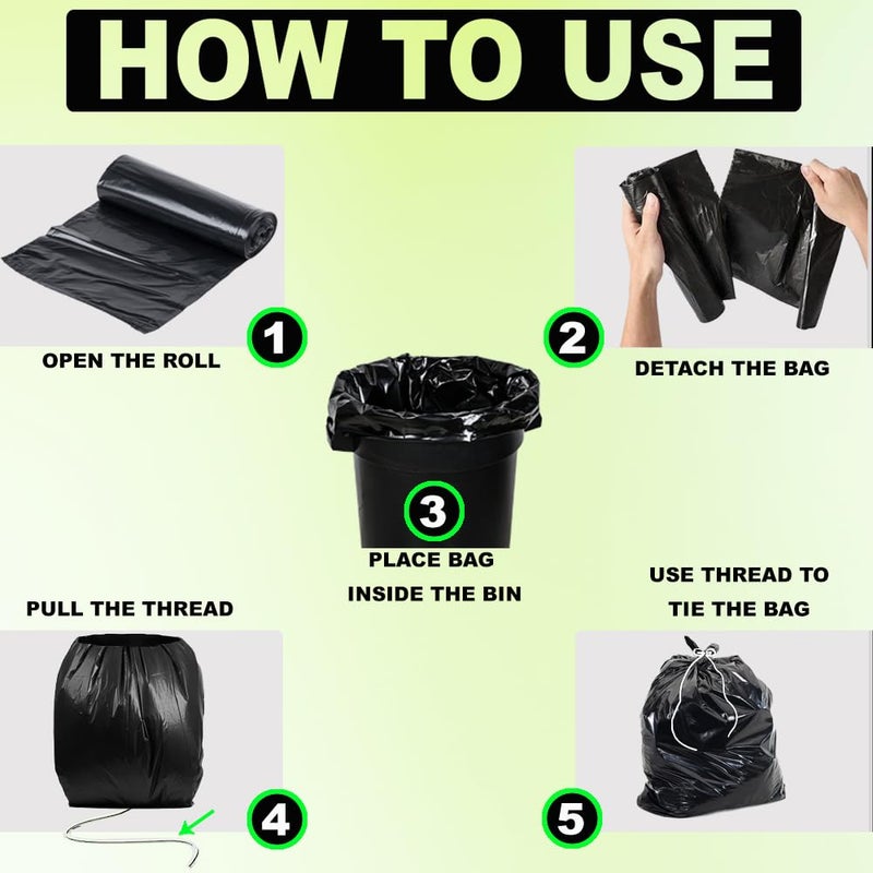 Ella Garbage Bags 24 x 32 Inches Large 90 Bags 6 Rolls Black Color With Check Duster Cloth Free - Image 5