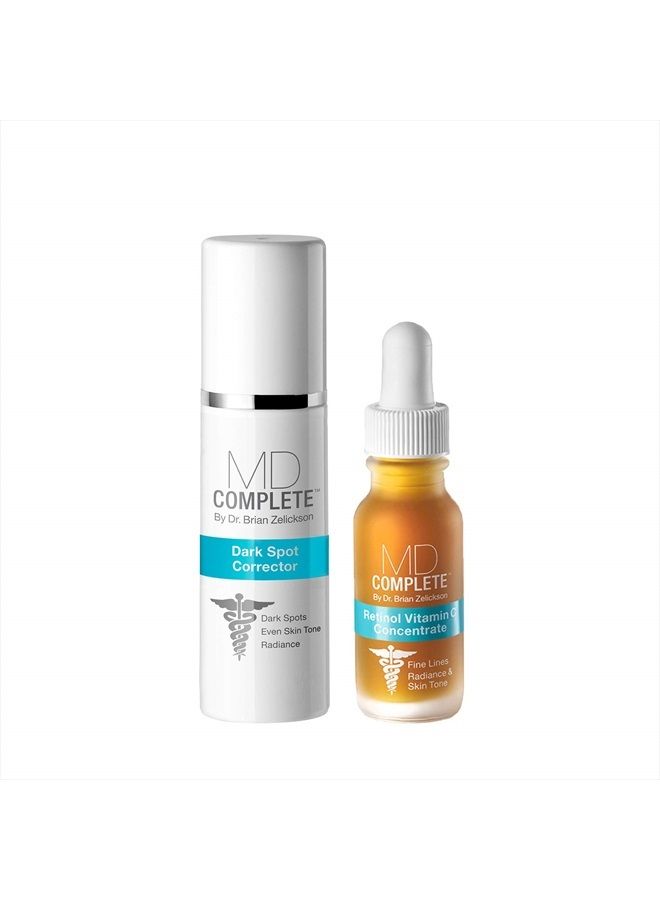 MD Complete by Dr. Brian Zelickson MD Complete Dark Spot Retinol Duo | Professional Dermatologist Dark Spot Correction | includes Dark Spot Corrector 1.0 fl oz and Retinol Vitamin C Concentrate Serum 0.5 fl oz| Set of Two - Image 1