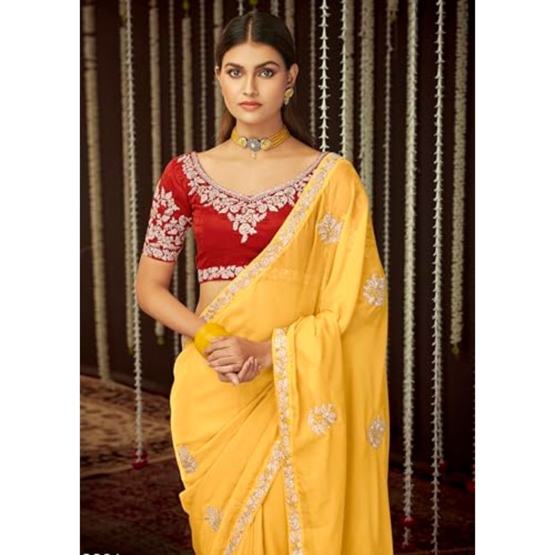 Trendmalls Womens Silk Saree With Unstitch Blouse K1097 - Image 5