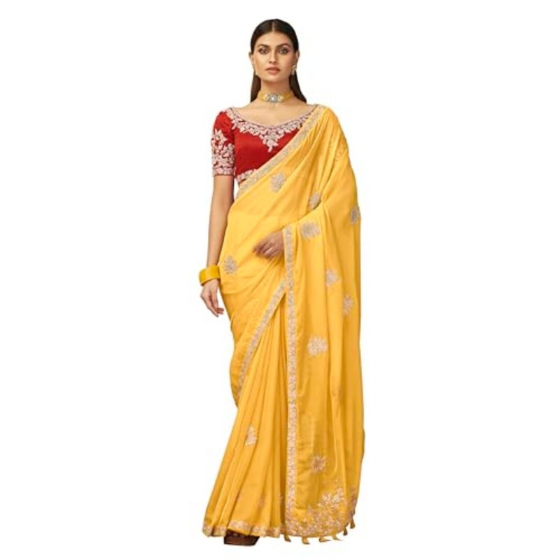 Trendmalls Womens Silk Saree With Unstitch Blouse K1097 - Image 1
