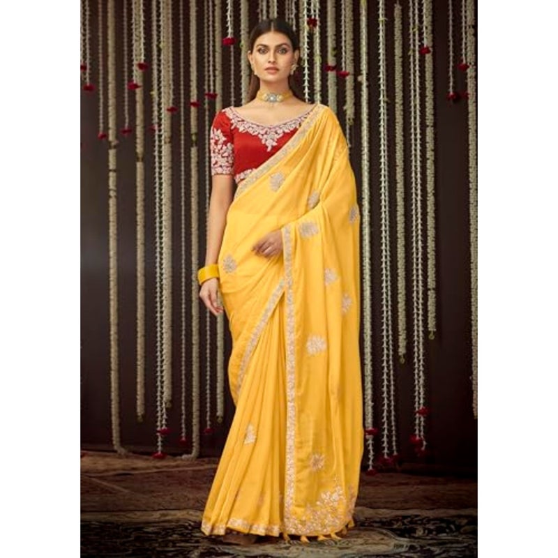 Trendmalls Womens Silk Saree With Unstitch Blouse K1097 - Image 3