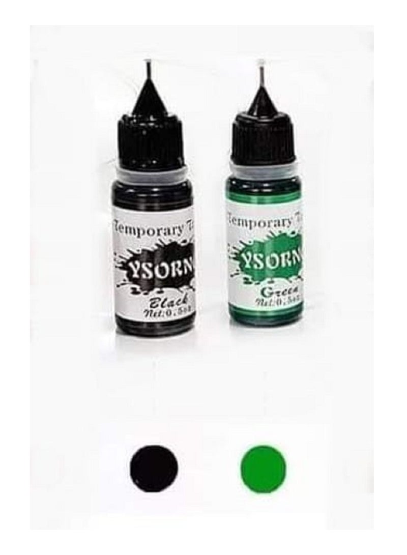 Generic Temporary ink tattoo, 2 colors, black and green, with hollow stamps - Image 3