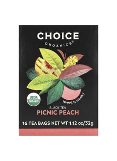 Choice Organic Teas Choice Organic Teas, Black Tea, Picnic Peach, 16 Tea Bags, 1.12 oz (32 g)  - Image 1
