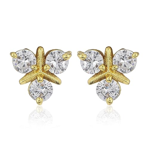 Estele Valentine Gifts For Girlfriend/Wife: Estele Gold Plated Stud Earrings With Ad Stones For Girls and Women - Image 3