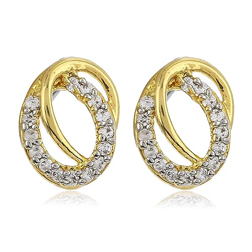 Estele Valentine Gifts For Girlfriend/Wife: Estele Gold Plated Stud Earrings With Ad Stones For Girls and Women - Image 4