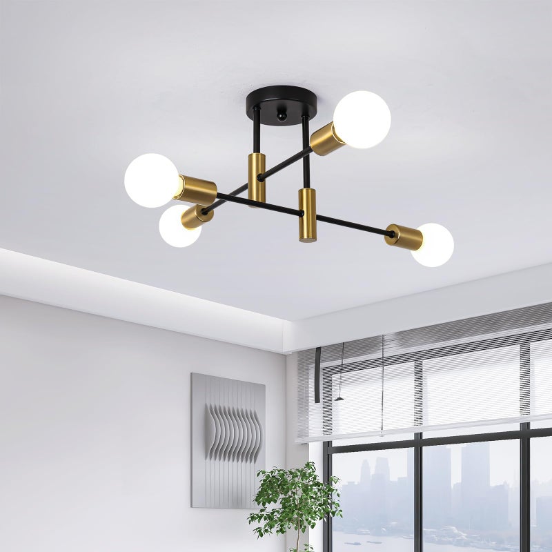 Medieval satellite ceiling chandelier 4 head industrial wind E27 lamps suitable for dining room bedroom entrance black - Image 1