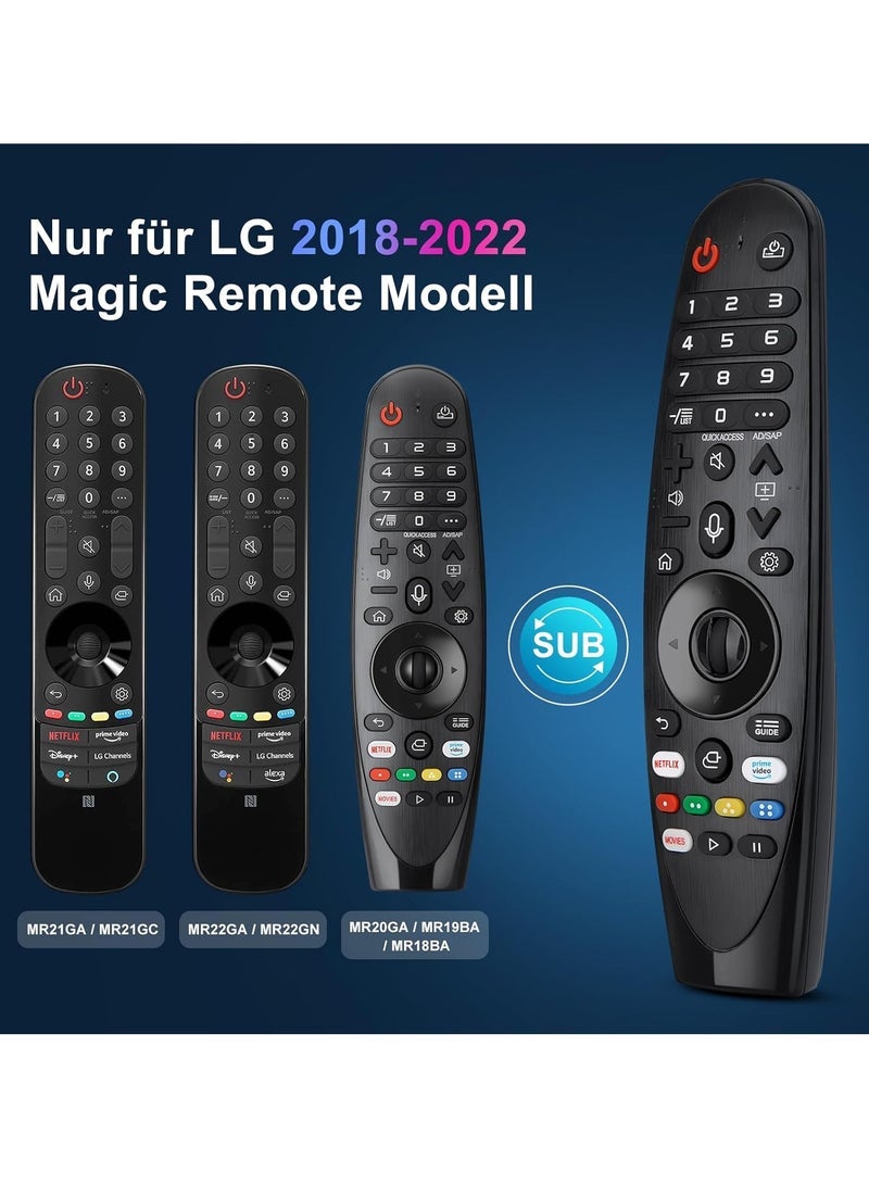 PopZa Voice Magic Remote Control for LG TV UHD OLED QNED NanoCell 8K 4K Smart TVs, Magic Remote Replacement for AKB75855501 AN-MR20GA MR21GA MR22GA MR19BA MR18BA with Pointer Function with battery - Image 3