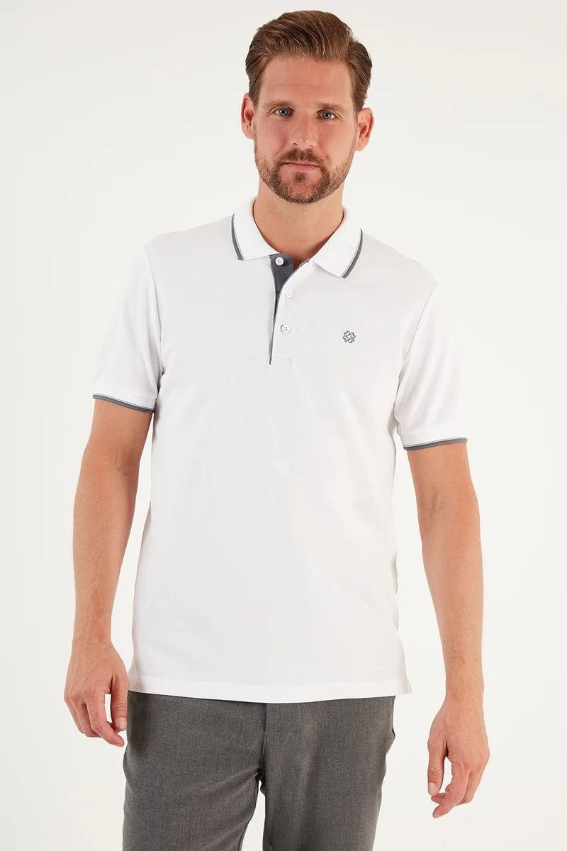 Buratti Cotton Slim Fit Stripe Detailed Buttoned Polo Collar 4-Pack T Shirt Men's T Shirt 5902118S4