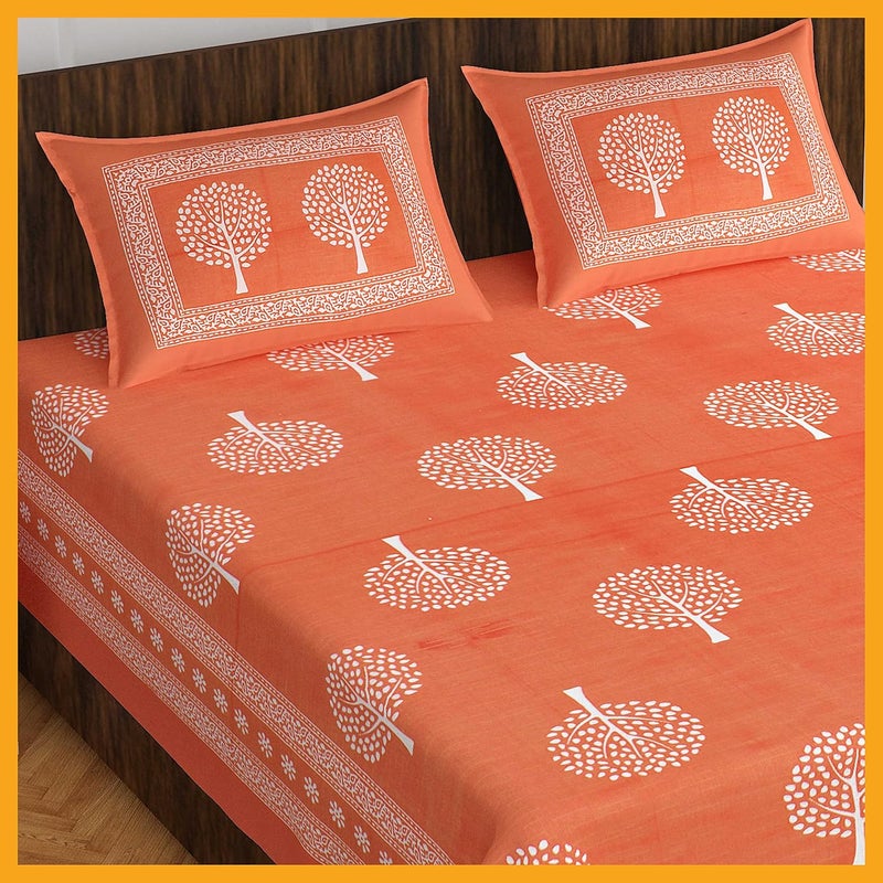 Meejoya Cotton Rajasthani Jaipuri Traditional King Size Double Bed Bedsheet with 2 Pillow Covers Jaipuri_113