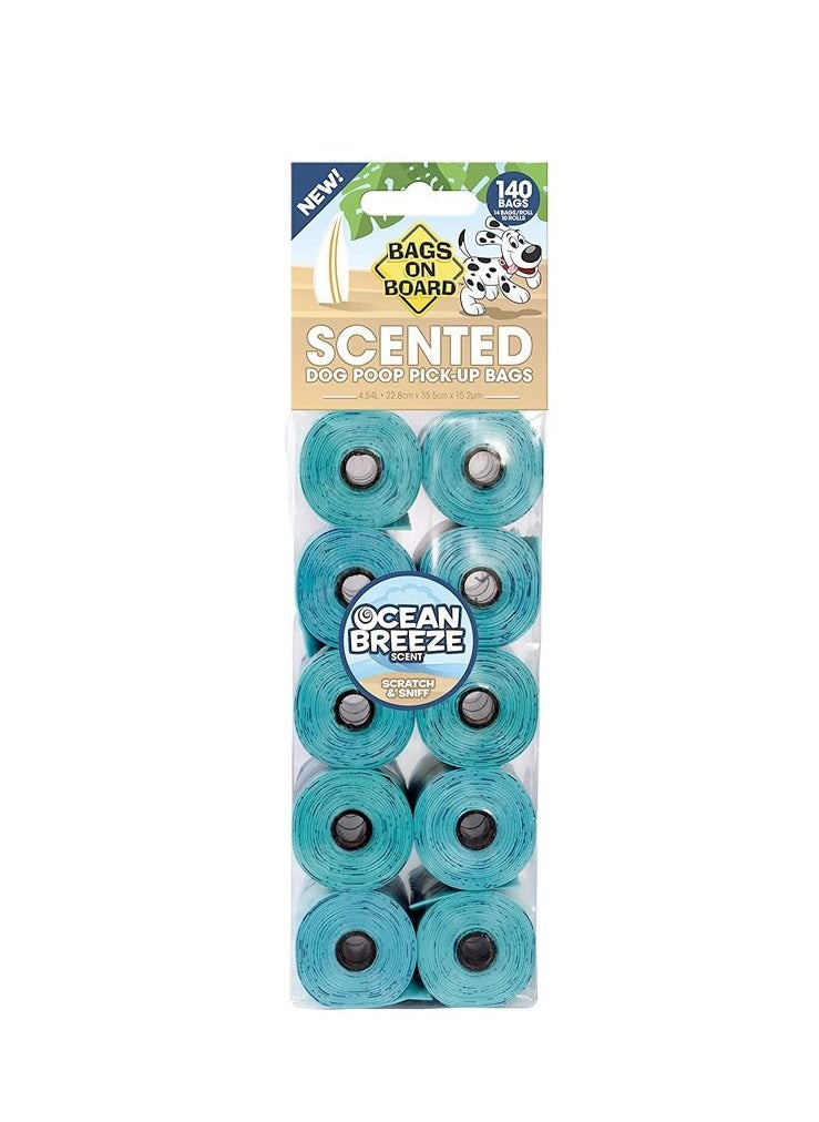 BAGS ON BOARD Refill Bags Ocean Breeze Scented Green 140bags (14×10 )  Multicolor  - Image 1