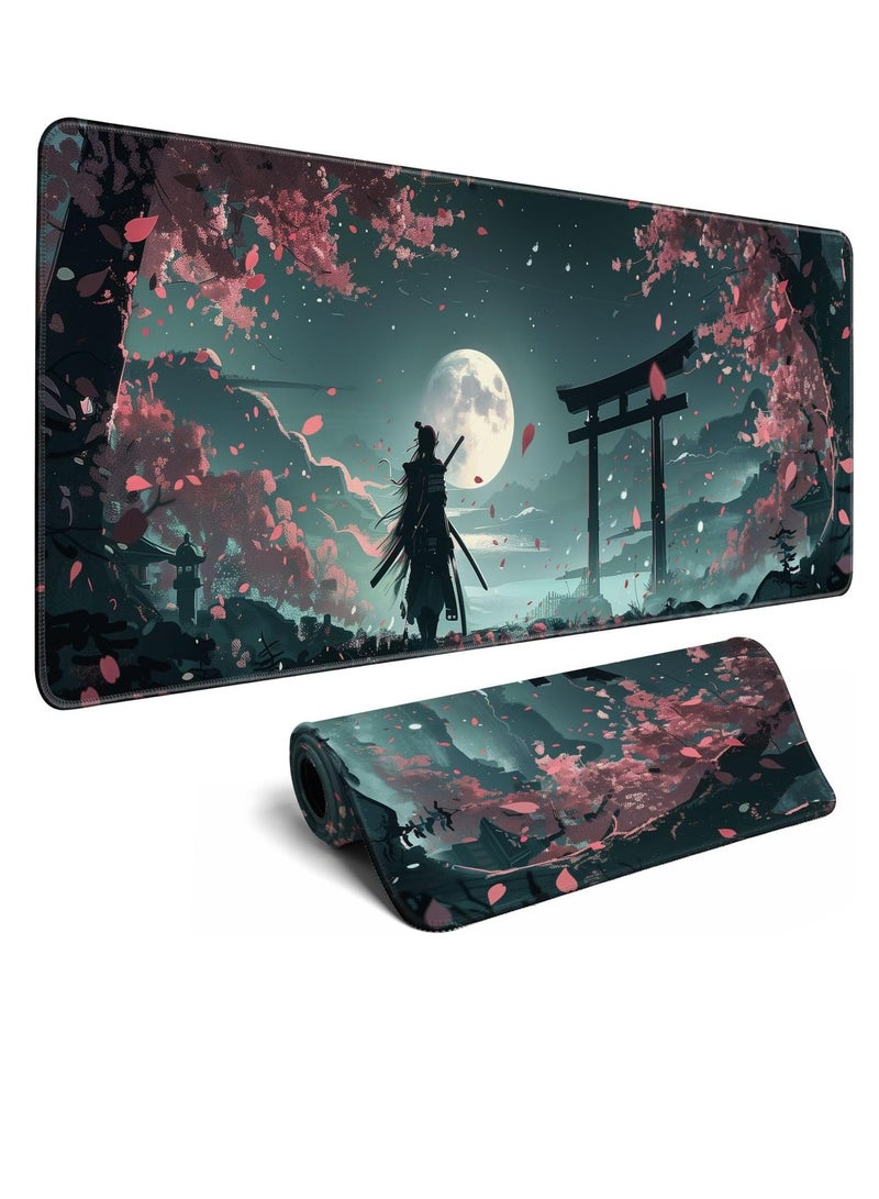 Japanese Full Moon Samurai Gaming Mouse Pad Mat XL Size Anti Slip Base – Speed Edition | 70 X 30 cm - Image 1