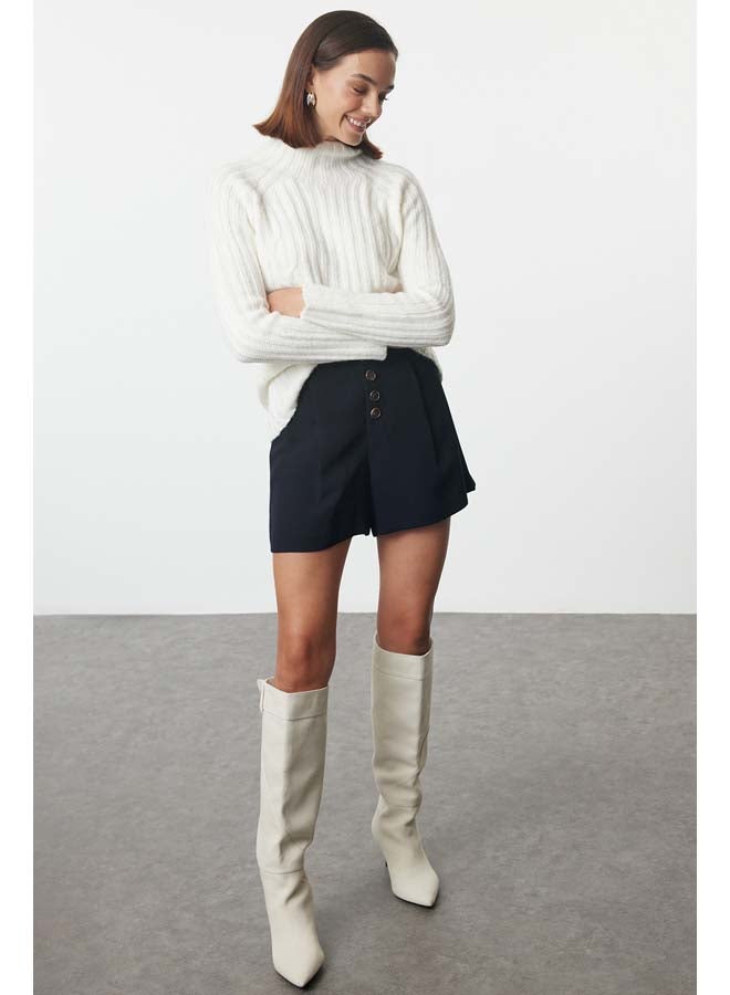 trendyol Ecru Soft Texture Knit Detailed Stand Collar Seamless Knitwear Sweater TWOAW25KZ00049 - Image 2