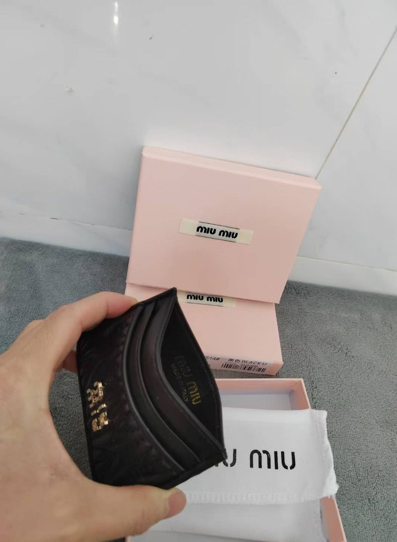 Miu Miu Genuine leather card holder luxury ultra-thin fashion card holder engraved name cowhide ID card bus card holder cute gift - Image 3