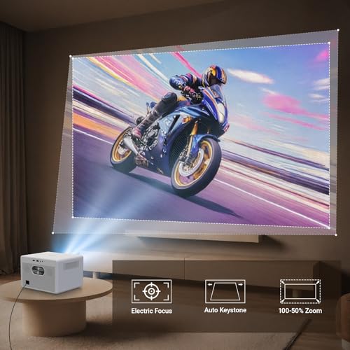 FEARWIKY Projector, Smart Projector with WiFi and Bluetooth, Projector 4K 1080P 120'' Screen Movie Projector Auto Keystone Compatible with HDMI/USB/Smartphone/PC/Laptop - Image 4