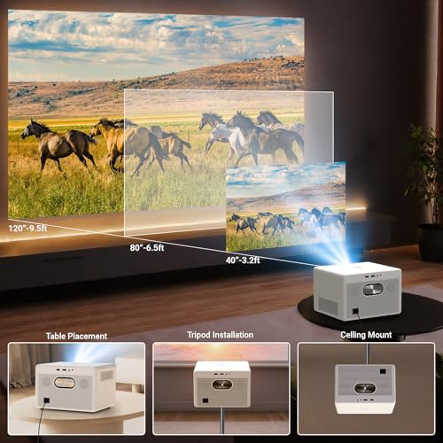 FEARWIKY Projector, Smart Projector with WiFi and Bluetooth, Projector 4K 1080P 120'' Screen Movie Projector Auto Keystone Compatible with HDMI/USB/Smartphone/PC/Laptop - Image 5