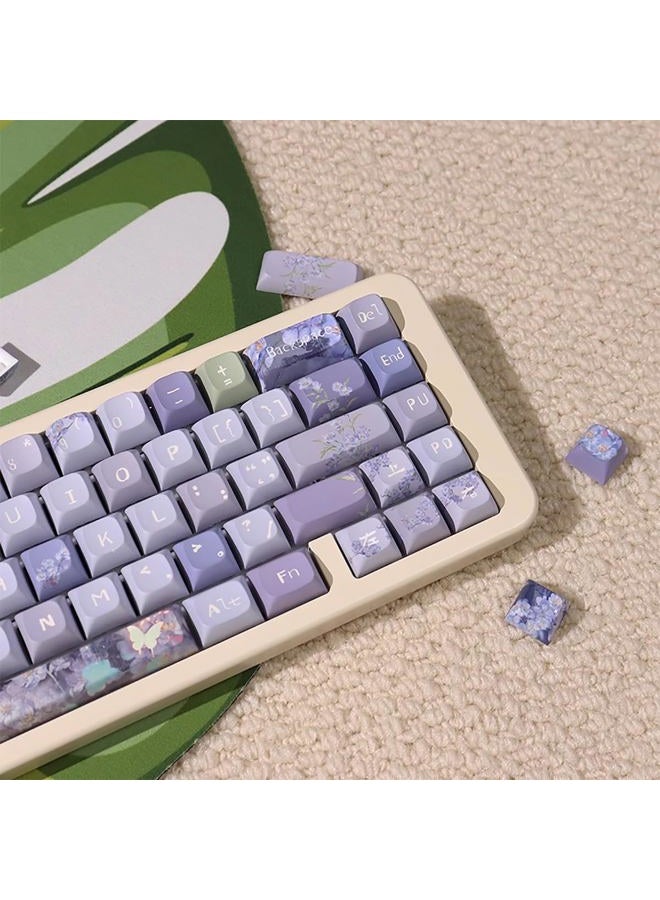 Sumgsn 156 Keys PBT Dye Sub Custom Purple Keycaps URE Profile Butterfly Keycap Set Fit for 95% 75% 65% 60% Cherry Mx Switches Mechanical Keyboard - Image 4