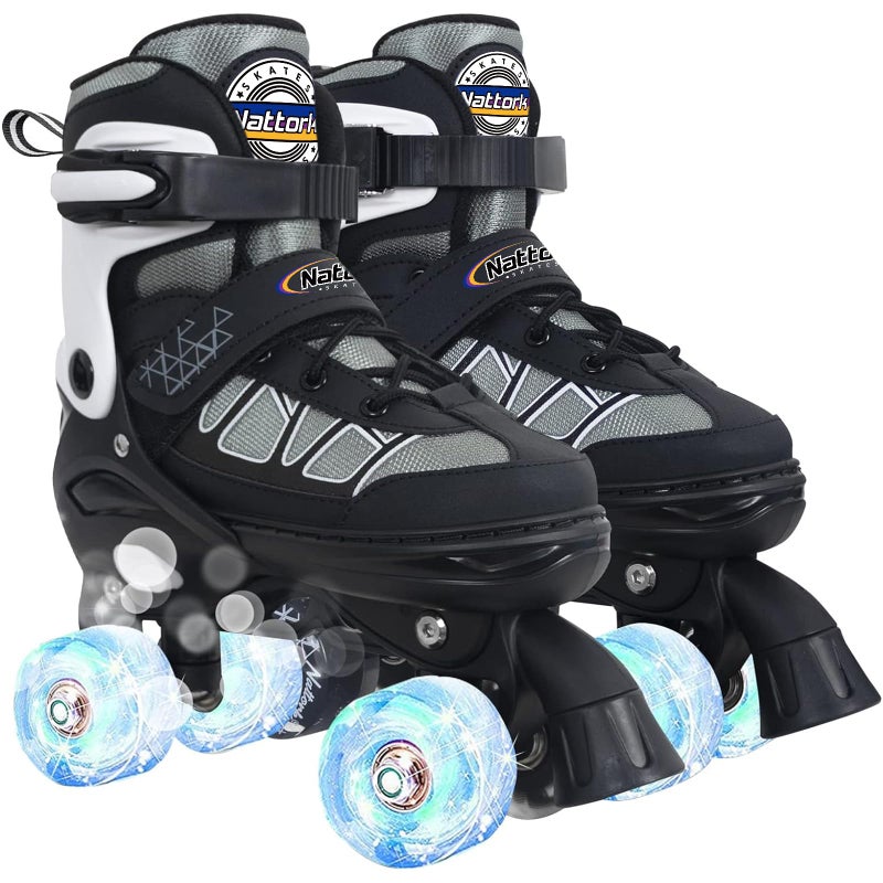 Kids Roller Skates for Boys Black Adjustable Rollerskates with Light Up Wheels for Toddler Little Kids Ages 612 4 5 6 7 Beginners Outdoor Sports Best Birthday Gift for Kids