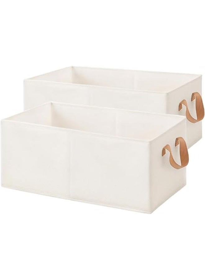 DUNISO 2 Pcs Foldable Closet Storage Organizer，Wardrobe Drawer Organizers with Handles，Washable Clothes Storage Basket，for Baby Clothes,Bra,Scarves,Belt,Tie，47*28*20cm - Image 1