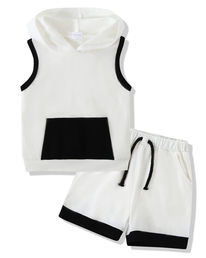 SANMIO 3T Boy Clothes for Toddler Boy Summer Outfits 2-3T Sleeveless Hooded T-shirt+Shorts 2pcs - Image 1