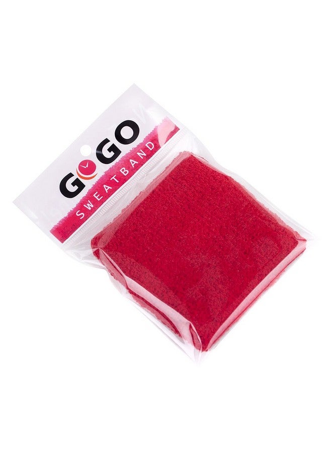 GOGO 2 Pcs Terry Cloth Wristband Athletic Wrist Sweatband For Gym Sports Red  - Image 5