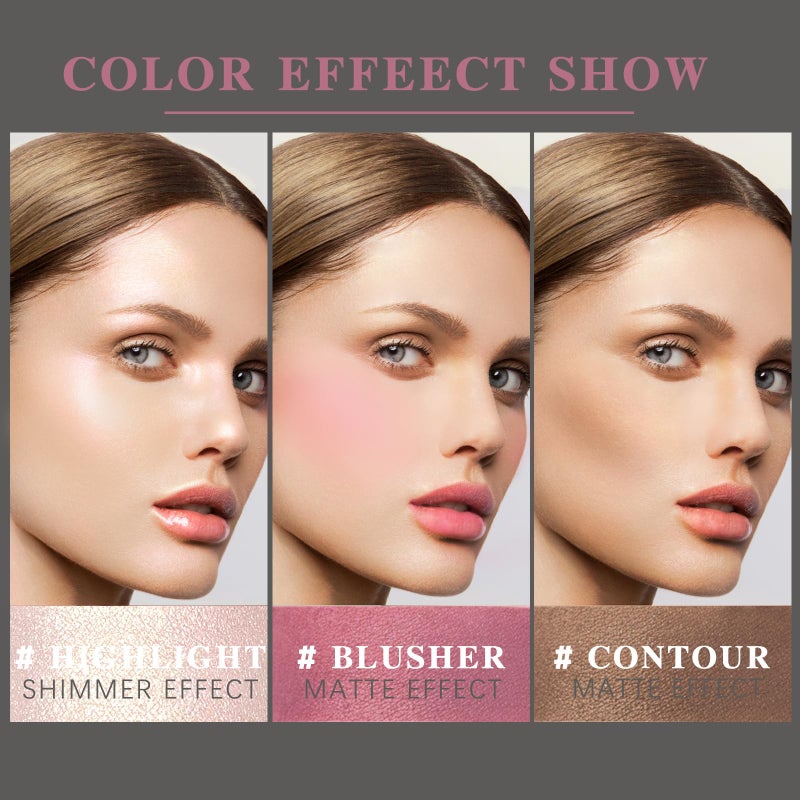 NewBang 3 Pcs Cream Blush Contour Highlighter Stick for Cheeks Eyes Lips Lightweight Dewy Finish Blush Stick Waterproof Long Lasting Contour Stick Trio Wand Face Makeup Set for Girls and Women (2+5+6) - Image 3