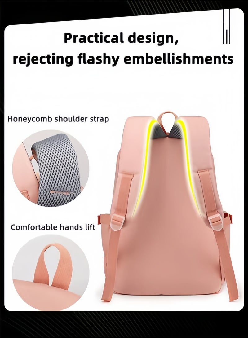 Pink Student Backpack with Large Capacity, Simple Design, and Adjustable Shoulder Straps for Middle and High School Students. - Image 4