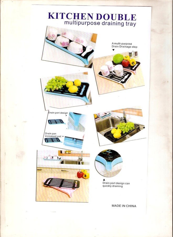 Everyday Desire Multifunctional Double Layer Kitchen Drain Shelf Sink Draining Rack Tray Dish Bowl Storage Holder Vegetable Fruits Draing Board (Random Colour Will be Sent) - Image 4