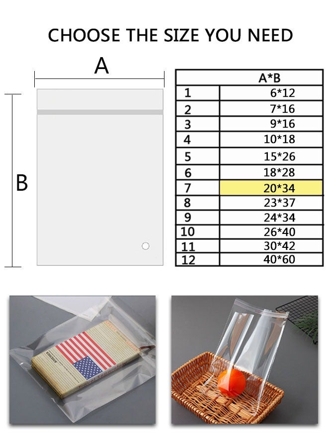 HAWAWA Clear Cellophane Bags Plastic Self Sealing OPP Cellophane Poly Bags Self Adhesive Plastic Bags for Packing Products, Clothes, jewelry，Small Business 20x34cm 100pcs  - Image 5
