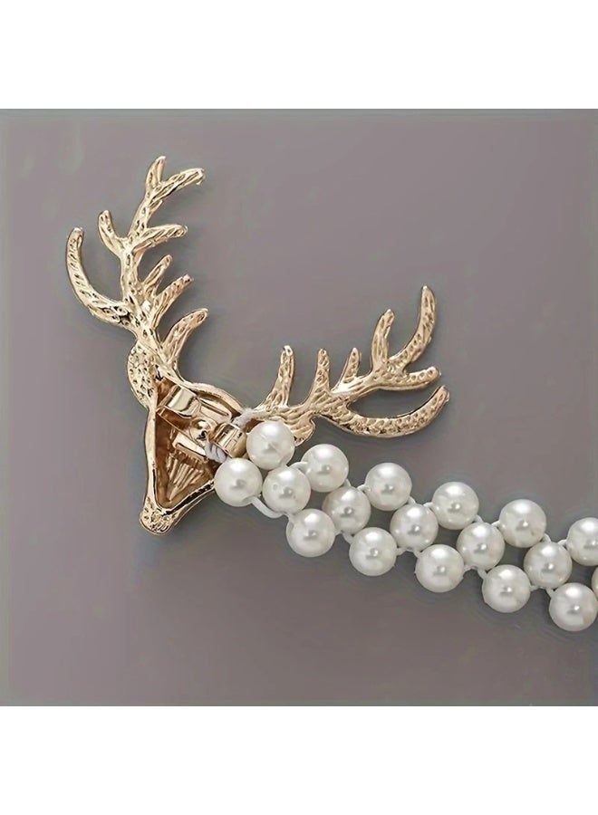 Goolsky [A Pair Luxurious Curtain Tiebacks] A Pair Of Golden Curtain Tiebacks Featuring Deer And Artificial Pearl Decorations, Luxurious And Adjustable, Used To Secure Curtains In Bedrooms, Living Rooms, And Home Decor. - Image 3