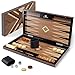 Woodronic Wood Backgammon Set for Adults 17 Inch Classic Board Game Case Premium Folding Backgammon Set with Oversize Wooden Playing Pieces Dices Portable Travel Backgammon Game Set for Adults - Image 2
