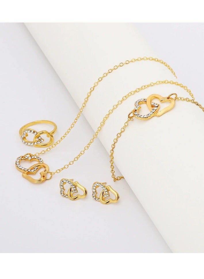 [2025 New Design]Ladies Watch Fashionable Women Quartz Diamond Wristwatch Classic Simple Watches Business Decoration Bangle Bracelet Necklace Ring Earring Girl Gift Set  - Image 4