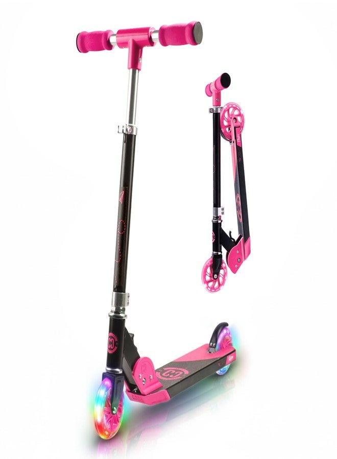 CORE Scooter for Kids Ages 6-12 - Foldy Kids Scooter, Kick Scooter, 2 Wheel Light-Up LED, Easy Folding Scooter, 3 Adjustable Height Handlebar, Pro Deck, Boys Scooter & Girls Scooter, 4 Colors (Pink) - Image 1