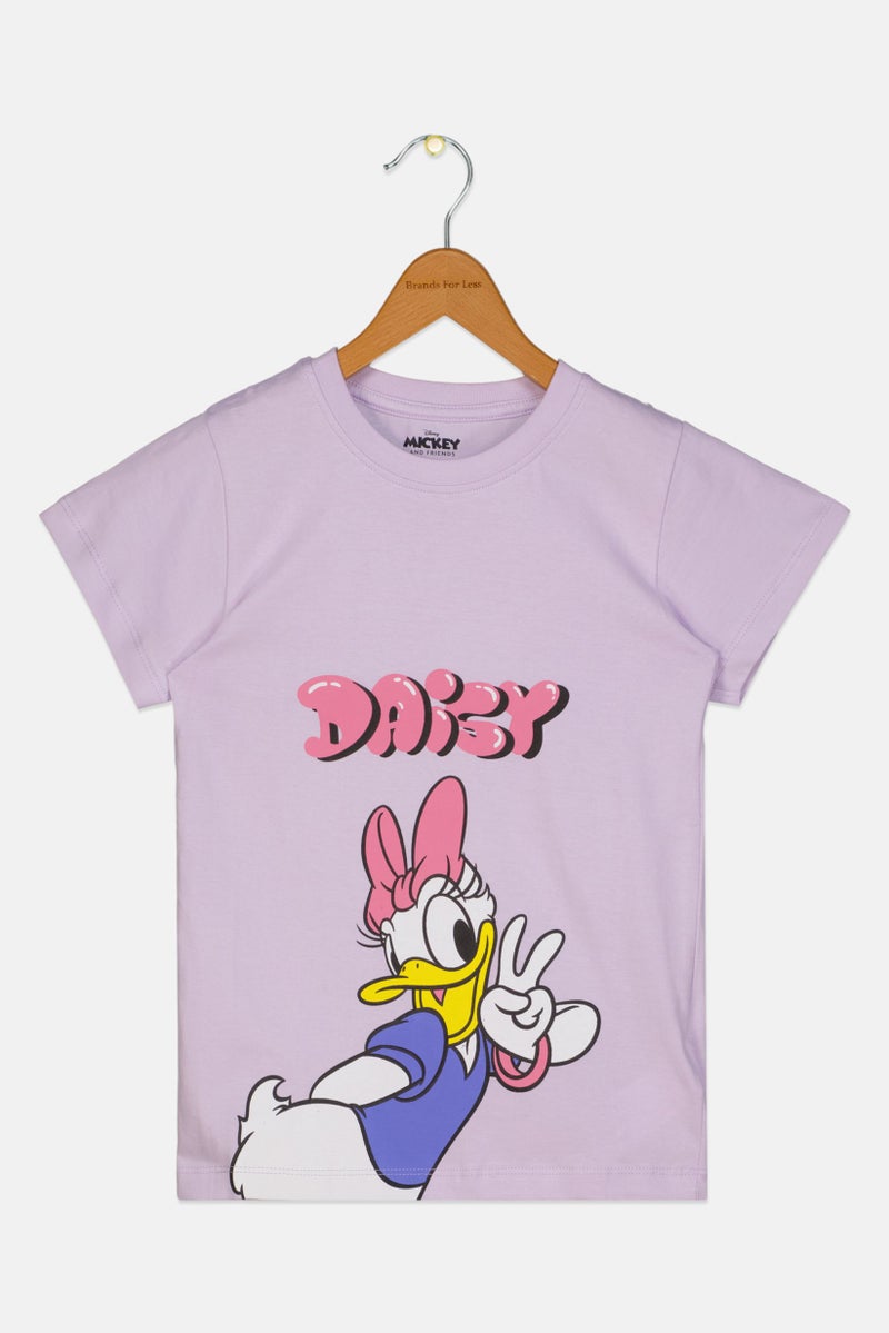 Disney تي شيرت قصير الأكمام للبنات الصغيرات بطبعة ميكي وأصدقائه، لافندر - Image 1