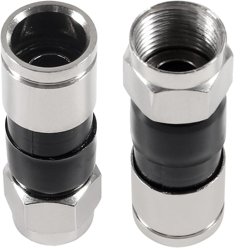 AITIAO 20Pieces RG6 Compression Connectors RG6 F Type Coaxial Cable Connectors Straight Antenna Coax Adapter(Black) - Image 3