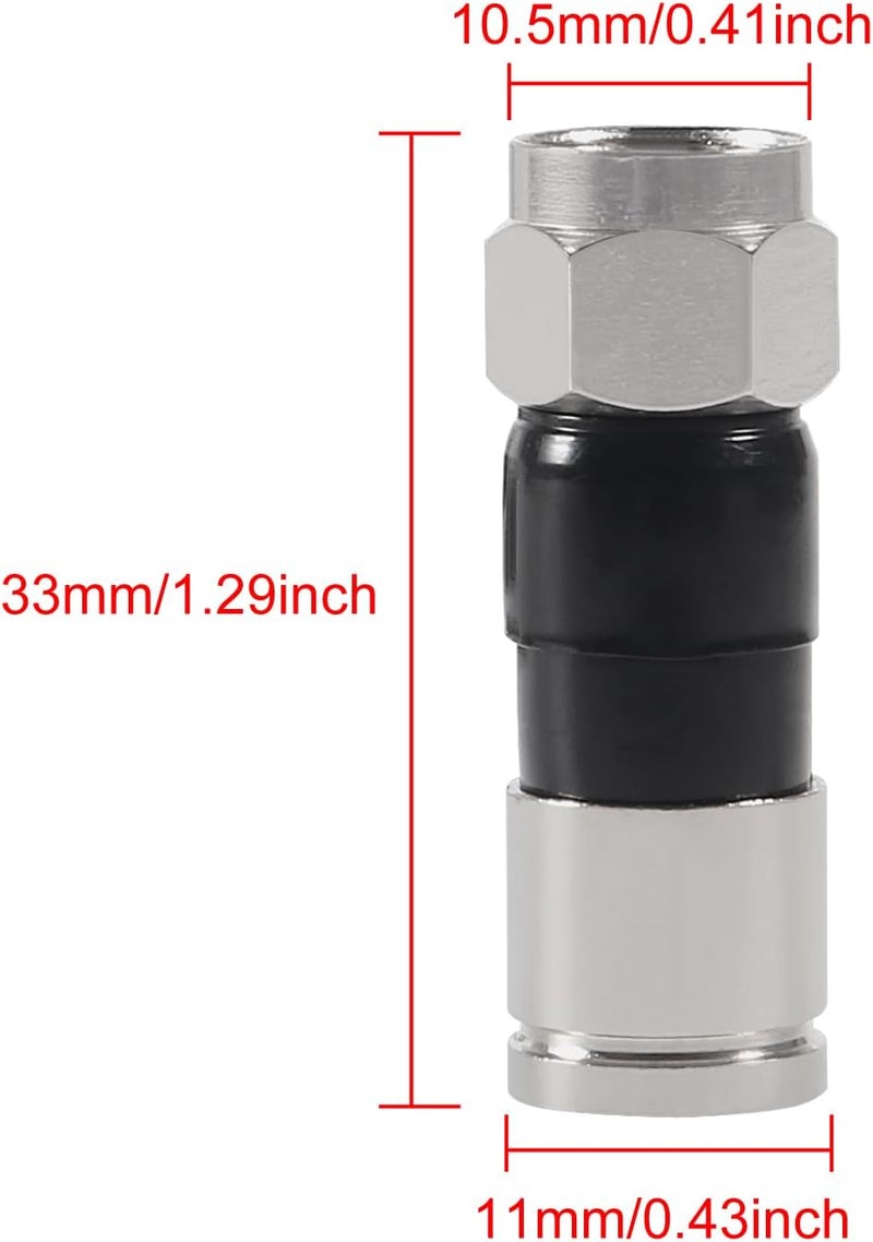 AITIAO 20Pieces RG6 Compression Connectors RG6 F Type Coaxial Cable Connectors Straight Antenna Coax Adapter(Black) - Image 4