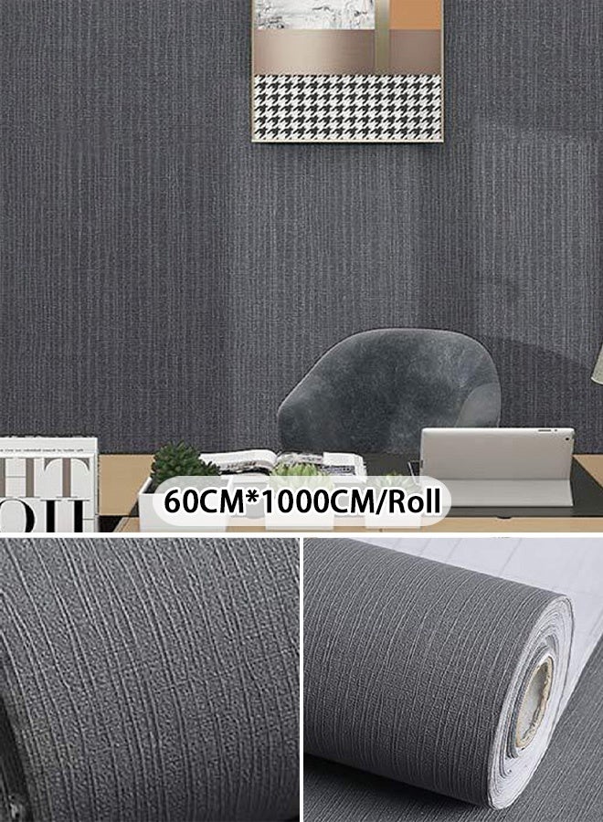 NOAEOU Wallpaper Cloth patterned wall paper Self Adhesive Peel and Stick Wallpaper Contact Paper Removable Waterproof Room Wallpapers Wrap Cabinet Furniture Textured Renter (Dark gray) - Image 1