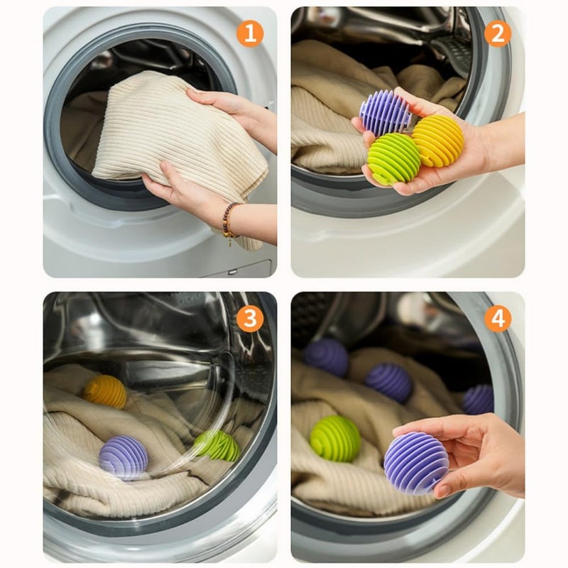gifthub 6pcs Laundry Ball, Silicone Wash Ball for Washing Machine, Lint Remover Dryer Balls, Soft Pet Fur Catcher Balls for Laundry, Reusable Home Gadgets(White/Purple) - Image 3